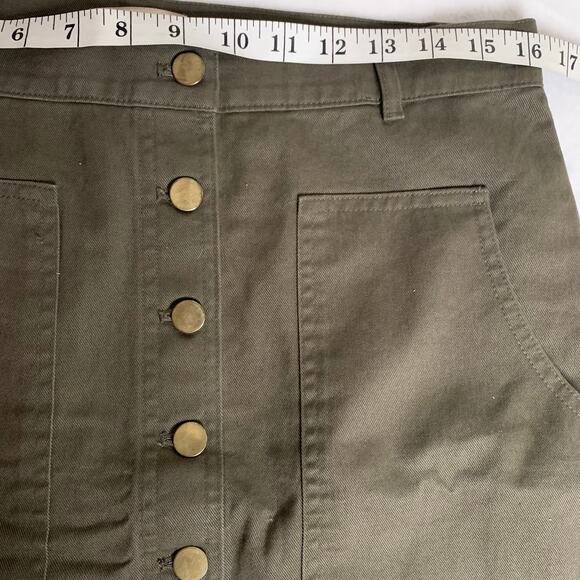 Loft Skirt Women's Size 4 Army Green Utility Button Front With Pockets - Picture 5 of 6